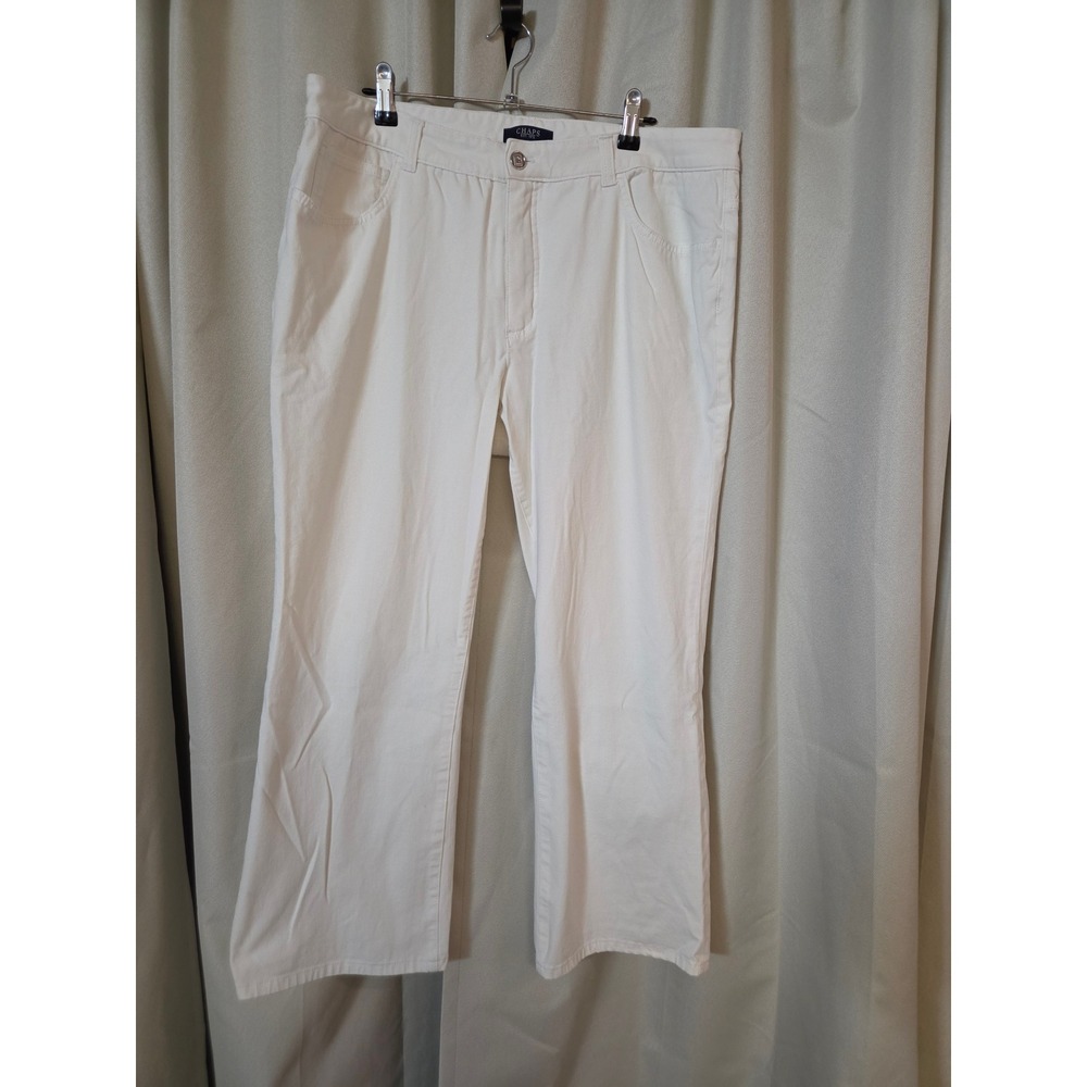 Chaps Womens Size 16 White Denim Straight Leg Stretch Pants Five Pocket Classic